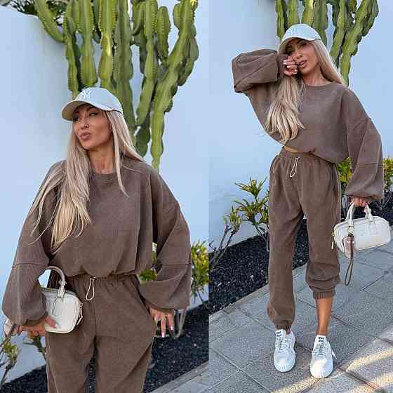 Женский стильный повседневный костюм двойка качественный турецкий вельвет Шоколад, 42/44 Одесса