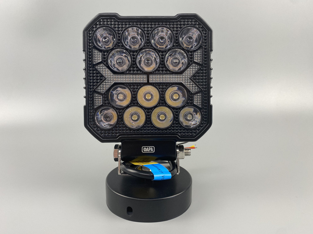 Фара LED квадратна 16 Led chip 12/24V. Широкий промінь + DRL світло (жовта горизонт лінія), світло 6500К, IP67 Мукачево - фото 8
