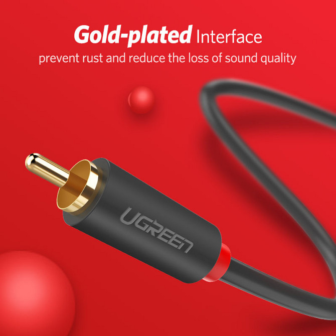 Межкомпонентный аудіо кабель Ugreen AV104 2RCA to 2RCA Audio Cable 10518 (Чорний, 2м) Николаев - изображение 7