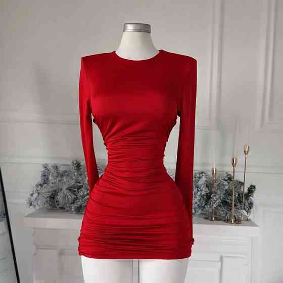 Женское спелое обаятельное мини платье качественный, плотный микродайвинг Красный, 42/44 Одесса