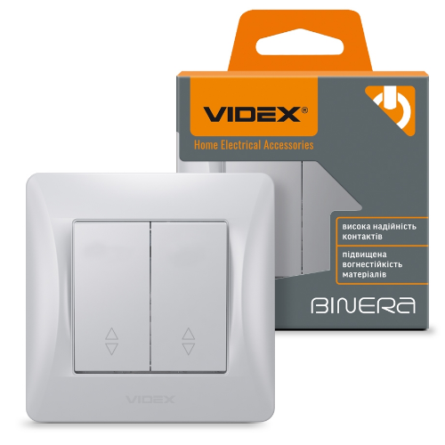 BINERA срібний шовк Вимикач внутрішній прохідний 2кл Videx Житомир - фото 1