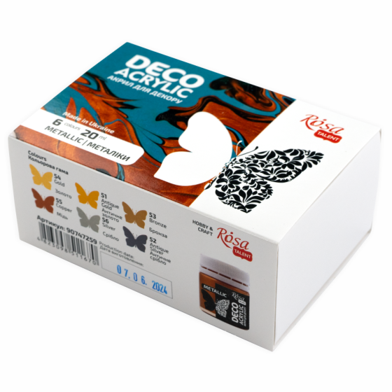 Набор акриловых красок для декора металлики 6×20мл ROSA ТАLENT Киев