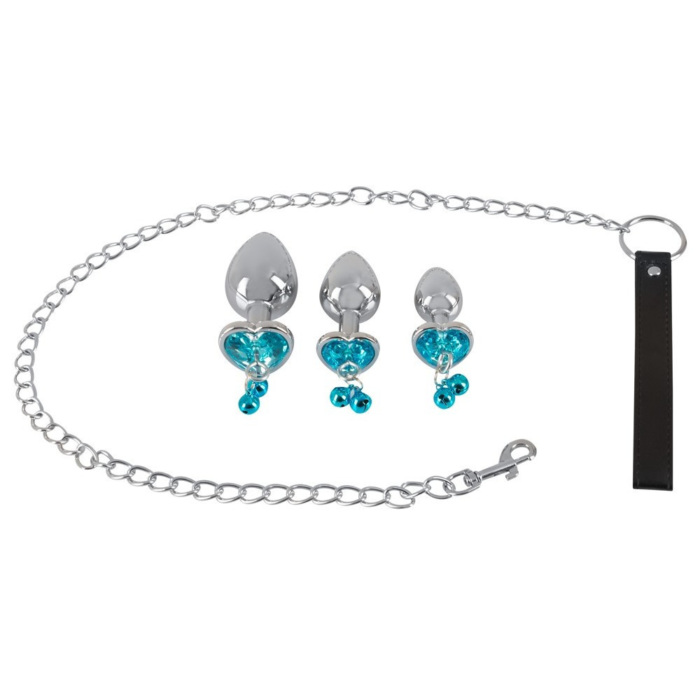 Анальные пробки с поводком You2Toys Butt Plug Set, серебристые Sex Aura Киев - изображение 3