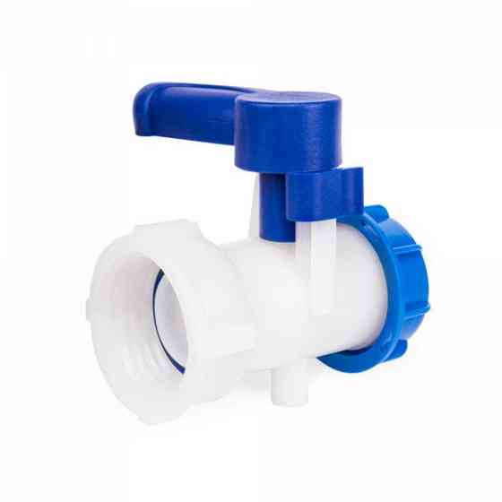 Кран дисковий для баків IBC різьба внутрішня S60x6, вилив різьба зовнішня S60x6, IBCS60F-BTVS60M Київ