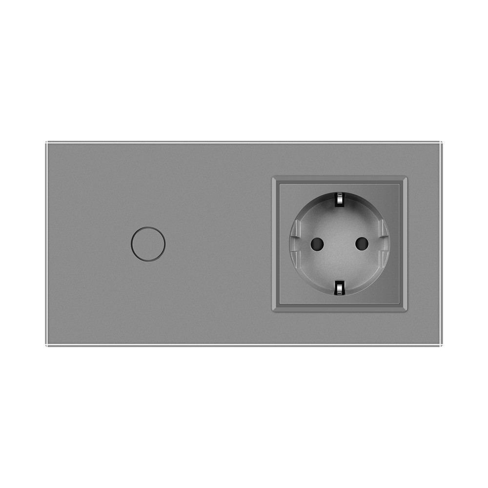 Розумний сенсорний EC вимикач 1 сенсор 1 розетка Livolo сірий скло (VL-M7FC1Z2/FCTC16A-2IP) Коломыя - изображение 3