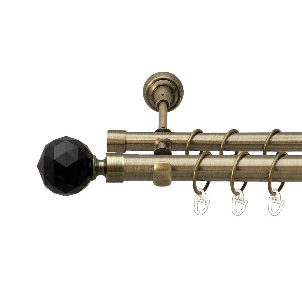 Карниз Orvit Люміера Неро металевий дворядний відкритий гладка труба кільце металеве Антик 25\19 мм 200 см Львов - изображение 1