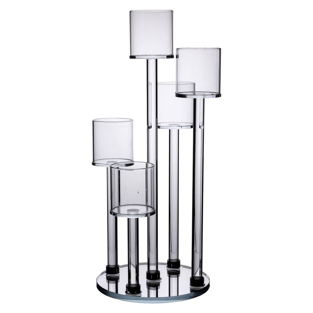 Yiwu Підсвічник скляний на 5 свічок 16×38 см підсвічник декоративний прозорий на ніжці HP-4-14 Киев - изображение 1