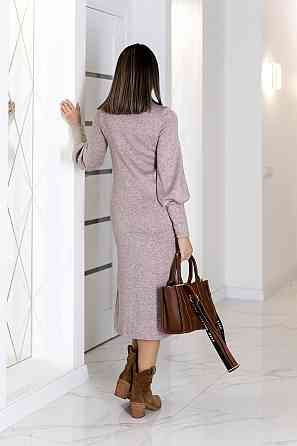 Элегантное ангоровое платье миди с разрезом Ellite батал 50-52, Мокко Киев