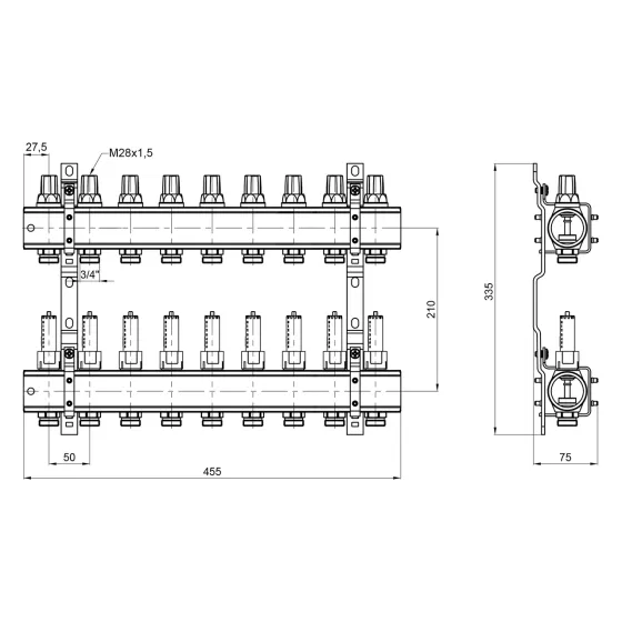 Колектор Icma 1" 9 виходів, з витратами NoK013 Київ