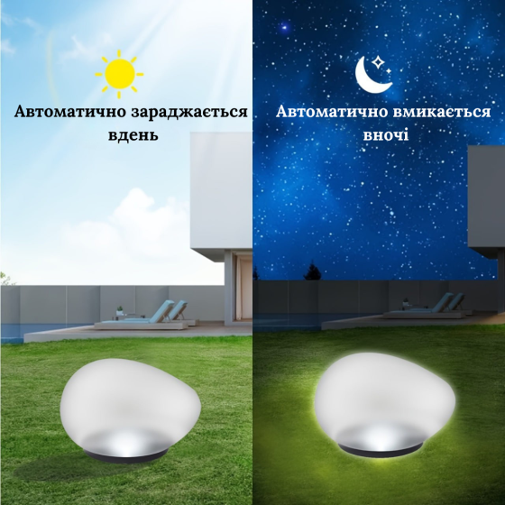 Светильник Галька на солнечных батареях, светящийся камень 14.5 х 10.4 см Одесса
