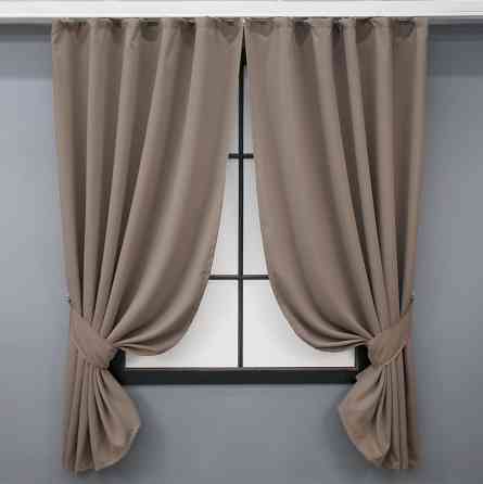 Комплект коротких штор VR-Textil Блекаут Midnight № 1673ш Капучино 140х170 см 2 шт (35-0326) Київ