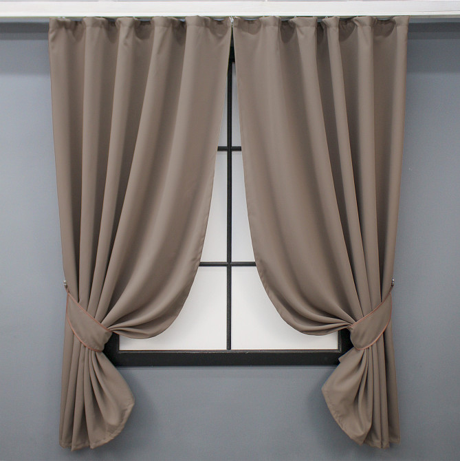Комплект коротких штор VR-Textil Блэкаут Midnight № 1673ш Капучино 140х170 см 2 шт (35-0326) Киев - изображение 1