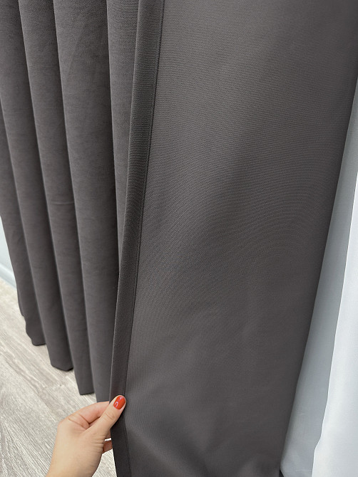Комплект готових штор VR-Textil Мікровелюр Petek № 1484ш Сірий 200х270 см 2 шт (32-545) Київ - фото 7