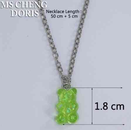 Біжутерія ведмедики кулон, салатовий з перламутром - довжина ланцюжка 50см, смола, цинковий сплав Київ