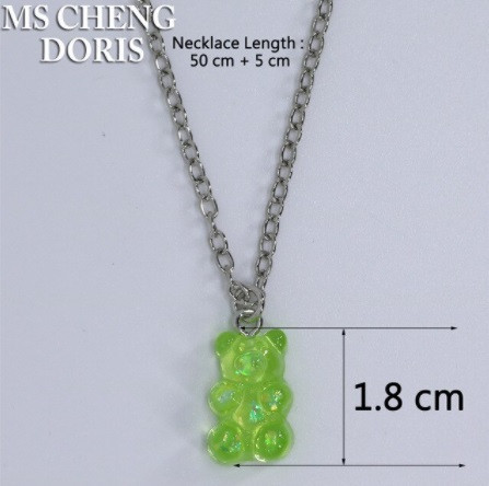 Біжутерія ведмедики кулон, салатовий з перламутром - довжина ланцюжка 50см, смола, цинковий сплав Київ - фото 1