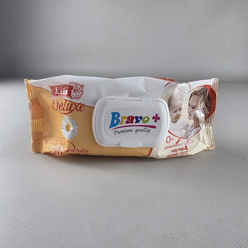 Серветки вологі 120 шт.з клапан "Bravo Lili" ромашка (1 пачка) Харків - фото 1