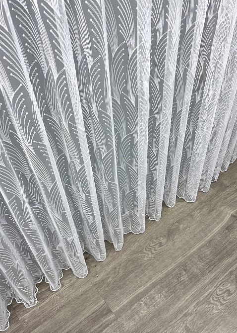 Тюль VR-Textil 2012т Фатин з вишивкою та люрексом Холодний білий 400х270 см (42-1093) Київ - фото 8