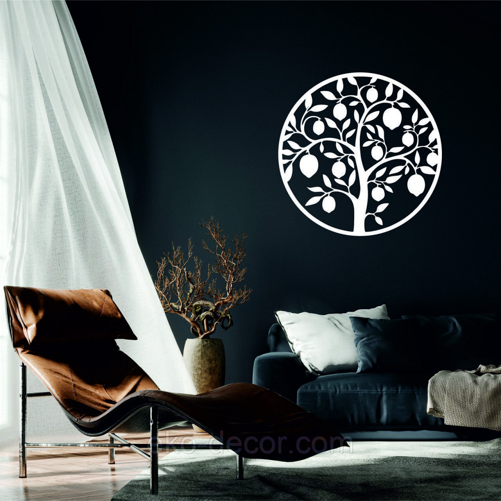 Декоративное настенное 3D Панно «Дерево в кругу» Декор на стену с объемом 70*70 см, Белый Киев - изображение 1