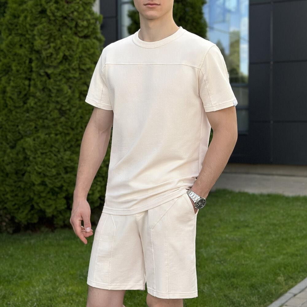 Літній комлект для чоловіків світлий бежевий шорти та футболка Pobedov Barel Київ - фото 1