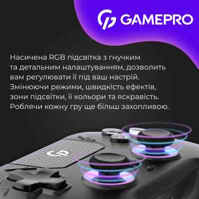 Геймпад GamePro із зарядною станцією 2.4G/BT 5.1/USB (Switch/PS/PC/iOS/Android) RGB Black (GPS20BDOC) Винница