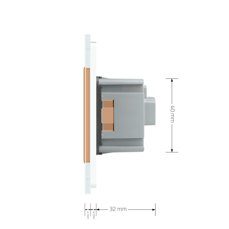 LIVOLO Електрична розетка з заземленням LIVOLO, золота з білою рамкою, шторки, скло, 250В 16А ( Коломия - фото 6