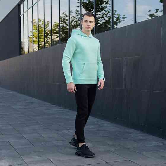 Тепле чоловіче худі на флісі з капюшоном ментолове Pobedov 007 ЗИМА Київ