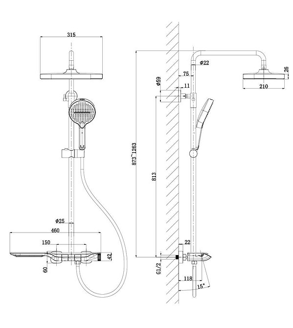 Душевая система с тропическим душем и автоматическим термостатом (421309087) Киев - изображение 10