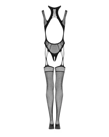 Ажурний бодістокінг з отворами Obsessive Bodystocking G327 black S/M/L, чорний, комбінезон, з доступ Львів