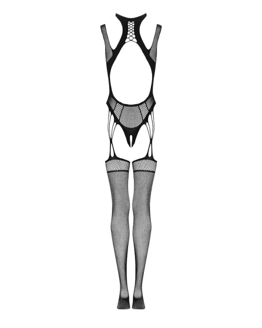 Ажурний бодістокінг з отворами Obsessive Bodystocking G327 black S/M/L, чорний, комбінезон, з доступ Львів - фото 6