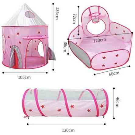 Дитячий ігровий замок палатка з тунелем та сухим басейном 3в1 Детский. Київ