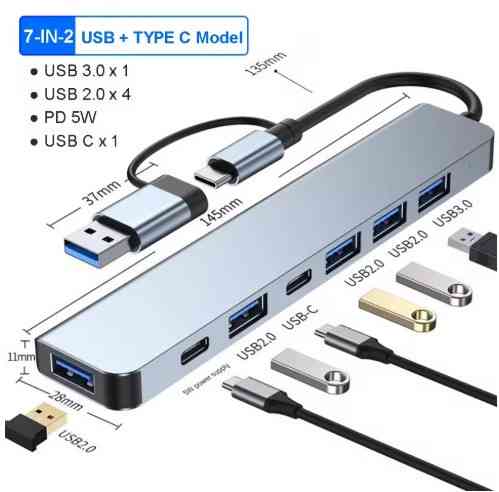 USB C Hub 7 в 1 – Алюминиевый USB-адаптер Запорожье