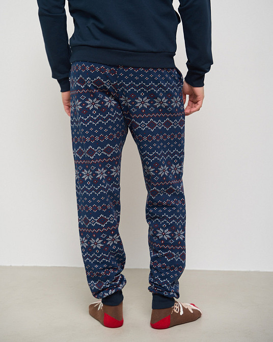 Чоловіча тепла піжама — Байка — штани в орнамент — Family look для пари Tom John 93430 Київ - фото 4