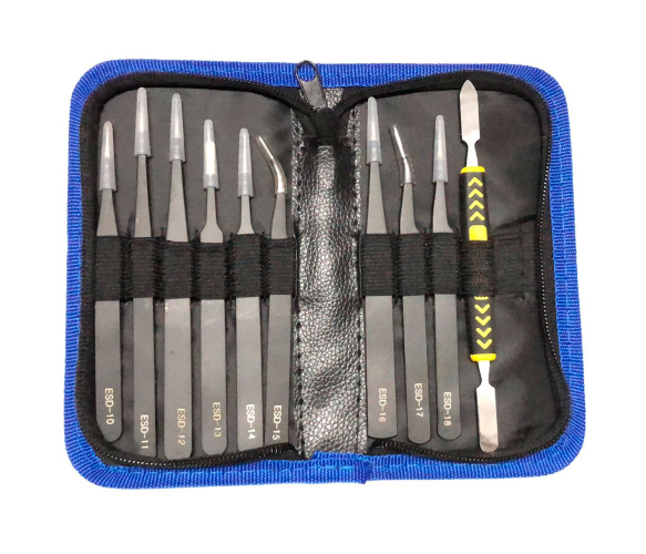 Набор пинцетов в холдере 9 шт + лопатка , ESD 10-18 Полтава - изображение 1