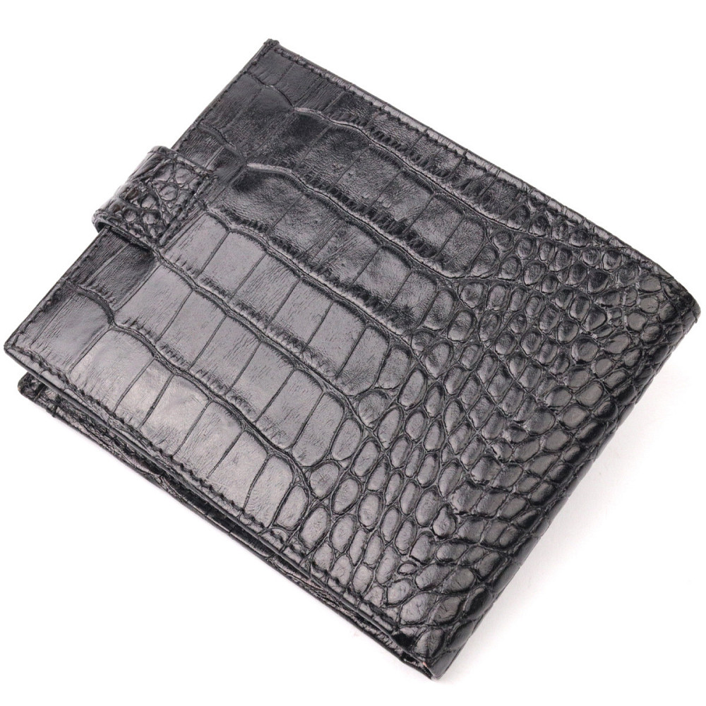 Стильный мужской кошелек из фактурной кожи под рептилию KARYA 21065 Черный Киев - изображение 2