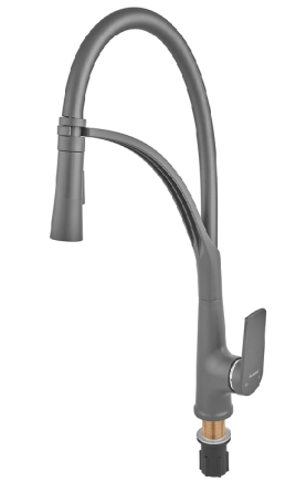 Змішувач для кухні Plamix Lucas-017 SET Graphite Refl.Grey термопластиковий (колір графіт+гнучкий сірий вилив) (PM0723) Чернівці
