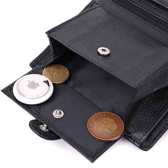 Мужской вертикальный кожаный бумажник, черный (ST Leather) Киев