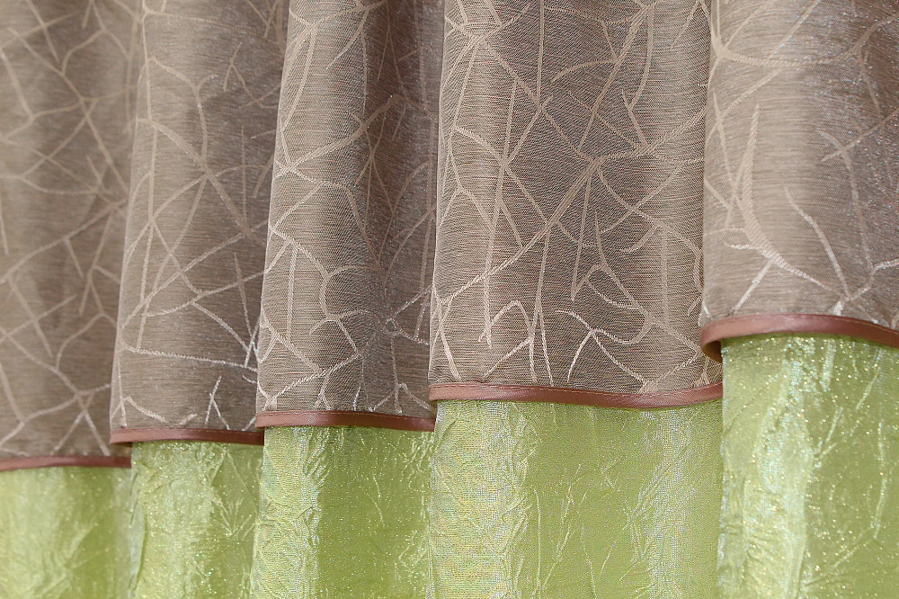 Кухонные шторы VR-Textil № 073к с ламбрекеном и подхватами салатовый с пудровым 270х170 см (52-0152) Киев - изображение 4