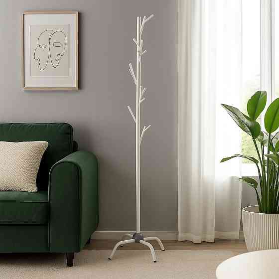 Вешалка для верхней одежды и головных уборов высота 174 см напольная на ножках,стальная, белая Каменец-Подольский