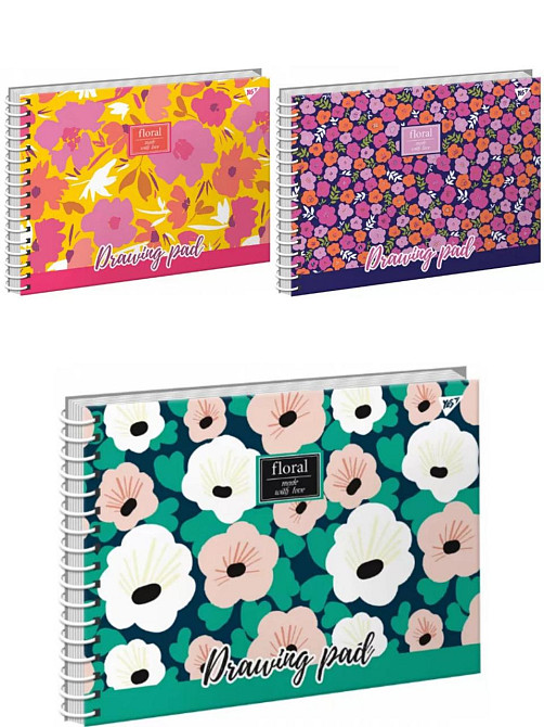 Альбом для малювання "Yes" спіраль А4 20арк 130477 100г/м "Floral explosion" неон+софт-тач, шт Київ - фото 1