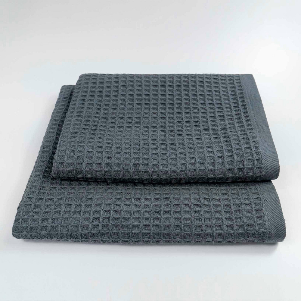 Комплект вафельних рушників 2шт YouStar 50х90см, 70х140см 320г/м2 (Сірий) Суми - фото 1