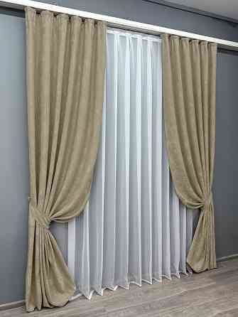 Комплект готових штор VR-Textil Жакард Sultan XO № 1284ш Золотистий 100х290 см 2 шт (31-0072) Київ