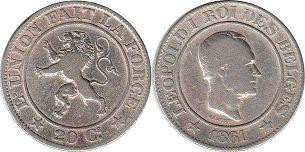 Монета 20 сантимів. 1861 рік, Бельгія. Полтава - фото 1