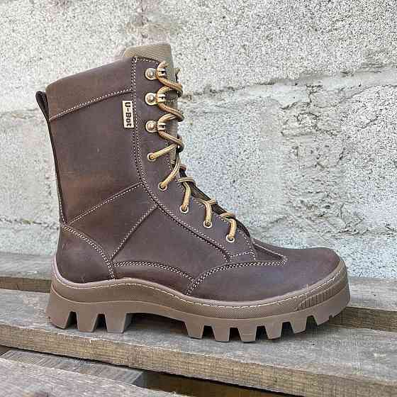 Тактичні чоловічі демісезонні коричневі берці ,військові чоловічі шкіряні берці прошиті та проклеєні Львів