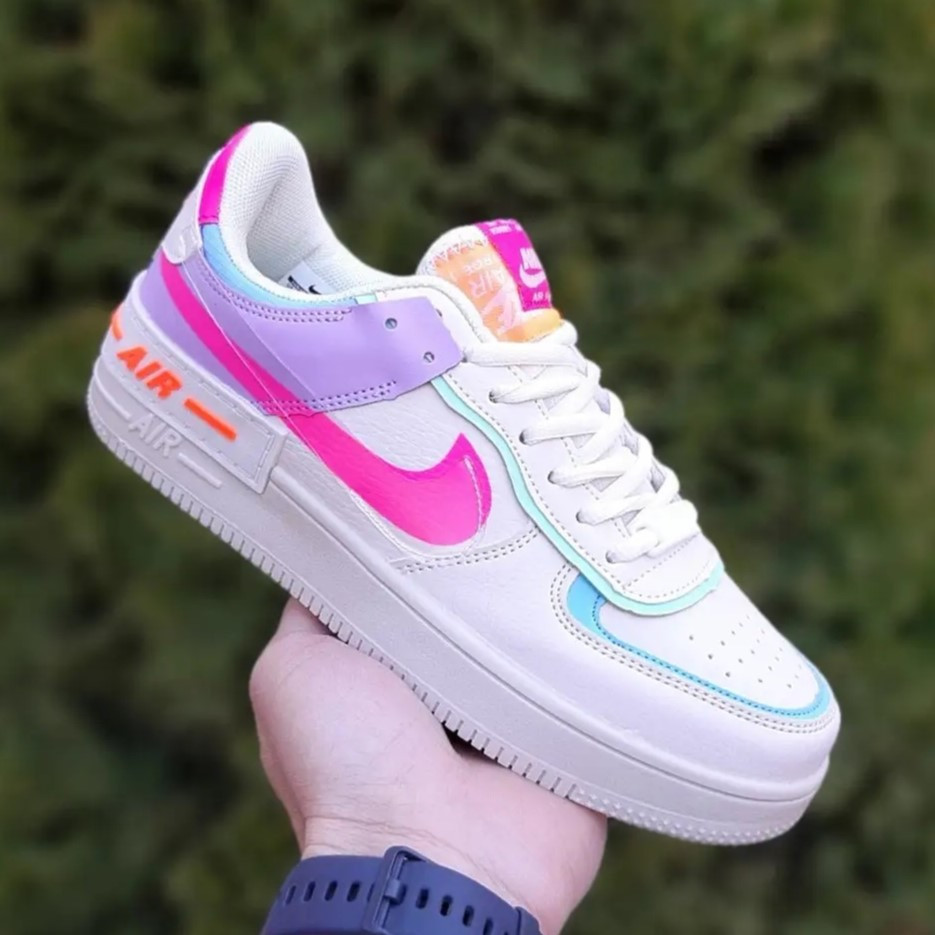 Кросівки Nike Force Білі Жіночі Шкіряні Найк Форси Різнобарвні Shadow (розміри: 36,37,38,39,40,41) - 51 Дніпро - фото 1
