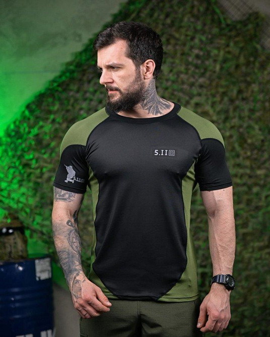 Тактическая футболка   5.11 black/oliva ПП7650 Одесса - изображение 1