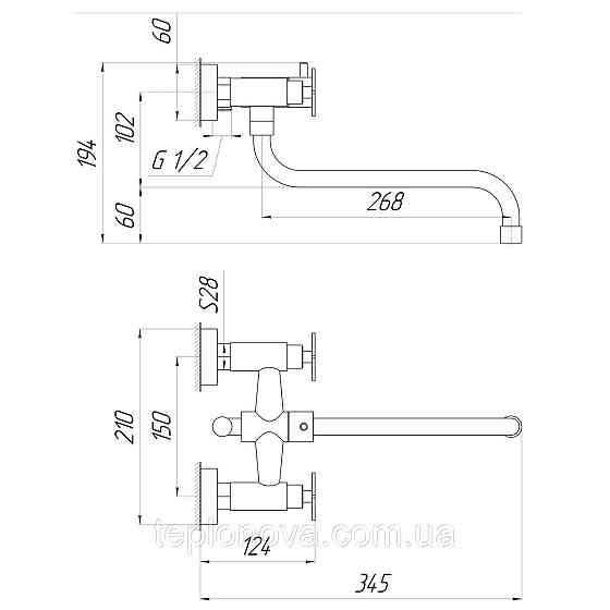 Смеситель для ванны Globus Lux DUKAT SD4-208L Черновцы