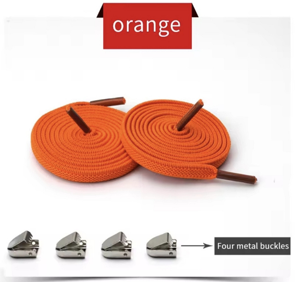Еластичні шнурки без зав'язок з металевими фіксаторами Оранжевий Смела - изображение 1