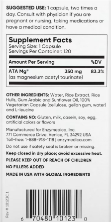 Магній (ацетилтауринат) для сну Enzymedica Magnesium Mind 120 капс Київ