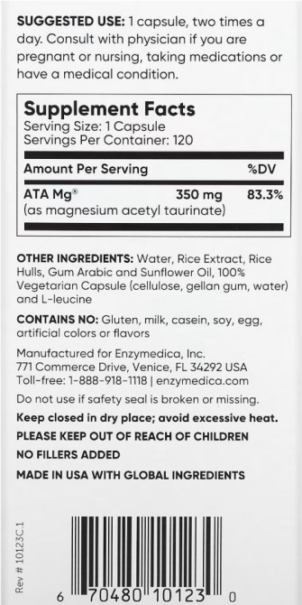 Магній (ацетилтауринат) для сну Enzymedica Magnesium Mind 120 капс Київ - фото 3