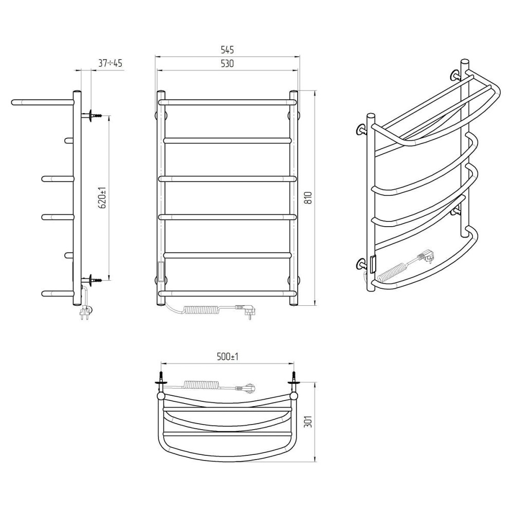 Електрична сушарка для рушників Laris Єврофлеш П6 500Х800 Е з полицею л/п Київ - фото 7